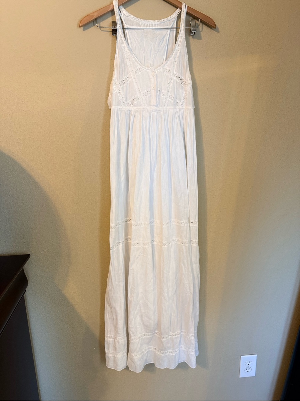 Current/Elliott White Sleeveless Maxi Dress with Lace Insets size 0